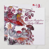 魔法のマッシュルームのベビシャワー用毛包 招待状 (正面/裏面)