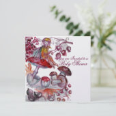 魔法のマッシュルームのベビシャワー用毛包 招待状 (スタンド正面)