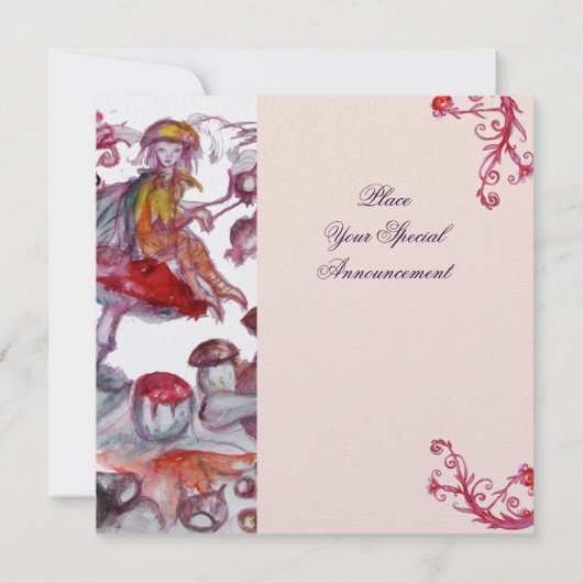 魔法のマッシュルームピンクの女の子の赤ちゃんシャワー 招待状 (裏面)