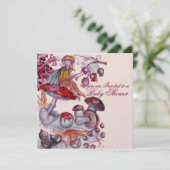 魔法のマッシュルームピンクの女の子の赤ちゃんシャワー 招待状 (スタンド正面)