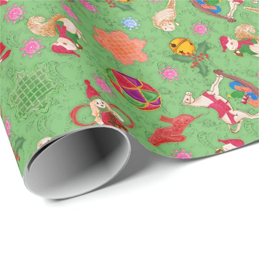 魔法のマンティスキッチュ水色ディティクリスマス ラッピングペーパー (ロールコーナー)