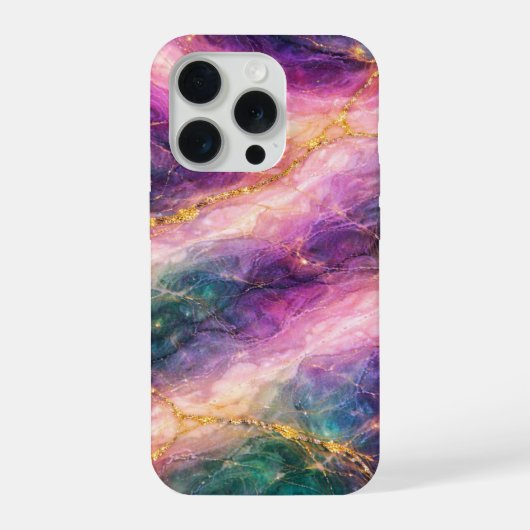 魔法のマーブル模様とゴールドの細脈 iPhoneケース (裏面)