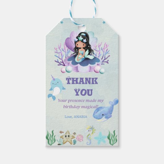 魔法のマーメイドの水の色ありがとう ギフトタグ (正面)