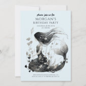 魔法のマーメイドウォーターカラーガールズ誕生日 招待状 (正面)