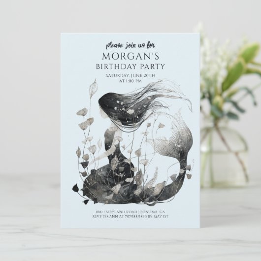 魔法のマーメイドウォーターカラーガールズ誕生日 招待状 (スタンド正面)