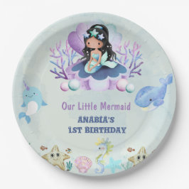 魔法のマーメイドウォーターカラーバースデーパーティー ペーパープレート