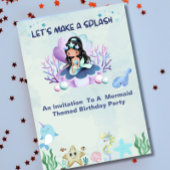 魔法のマーメイドウォーターカラーバースデーパーティー 招待状