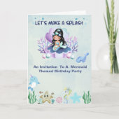 魔法のマーメイドウォーターカラーバースデーパーティー 招待状 (正面)