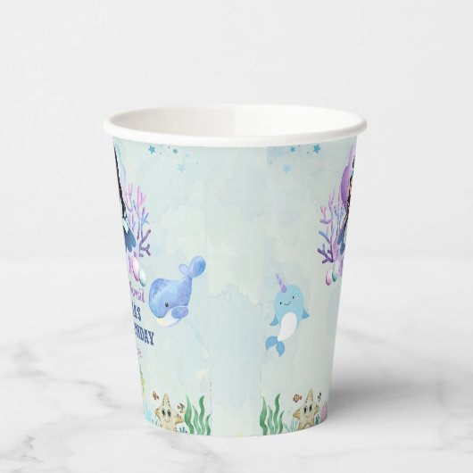 魔法のマーメイドウォーターカラーバースデーパーティー 紙コップ (左)