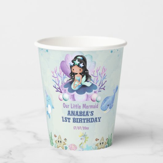 魔法のマーメイドウォーターカラーバースデーパーティー 紙コップ (正面)