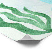 魔法のマーメイドウォーターカラー誕生日ウェルカムサイン ポスター (角)