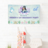 魔法のマーメイドウォーターカラー誕生日ウェルカムサイン 横断幕 (インサイチュ)