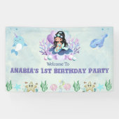 魔法のマーメイドウォーターカラー誕生日ウェルカムサイン 横断幕 (横)
