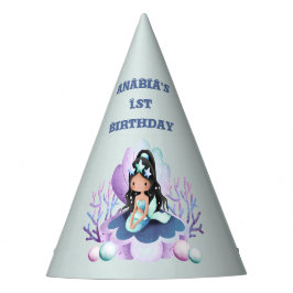 魔法のマーメイドウォーターカラー1st誕生日 パーティーハット