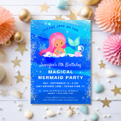 魔法のマーメイドグリッター誕生日パーティーの招待 招待状