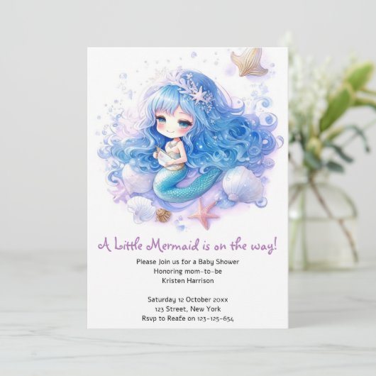 魔法のマーメイドシープリンセスベビーシャワー 招待状 (スタンド正面)
