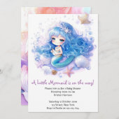 魔法のマーメイドシープリンセスベビーシャワー 招待状 (正面/裏面)