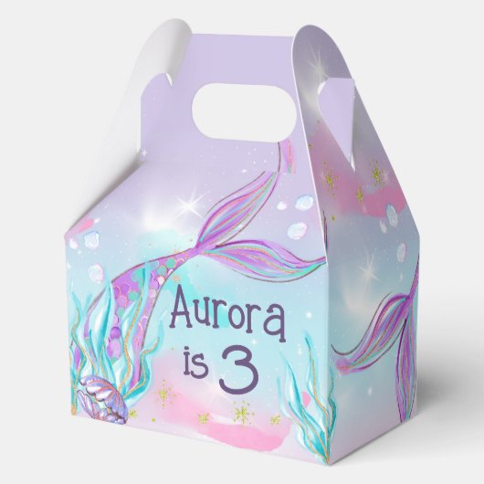 魔法のマーメイドテールをテーマにしたパーティーボックス フェイバーボックス (正面)