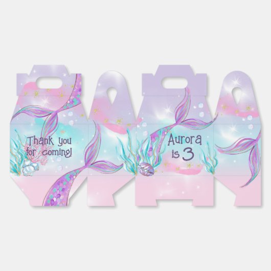 魔法のマーメイドテールをテーマにしたパーティーボックス フェイバーボックス (見開き)