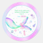 魔法のマーメイドピンクパープル誕生日 ラウンドシール (正面)