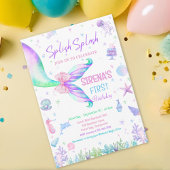 魔法のマーメイドピンクパープル誕生日 招待状