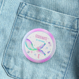 魔法のマーメイドピンクパープル誕生日 缶バッジ