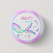 魔法のマーメイドピンクパープル誕生日 缶バッジ (正面)