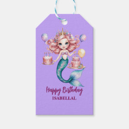 魔法のマーメイドレインボー誕生日ガールパーティー ギフトタグ