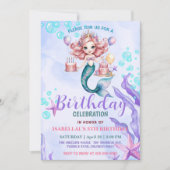 魔法のマーメイドレインボー誕生日ガールパーティー セーブザデート (正面)