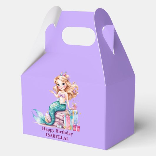 魔法のマーメイドレインボー誕生日ガールパーティー フェイバーボックス (正面)