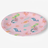 魔法のマーメイドレインボー誕生日ガールパーティー ペーパープレート (アングル)