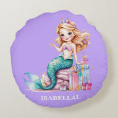 魔法のマーメイドレインボー誕生日ガールパーティー ラウンドクッション (裏面)
