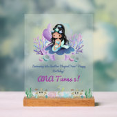 魔法のマーメイド誕生日サイン – アクパーソナライズされたリル アクリルサイン (ニュートラル)