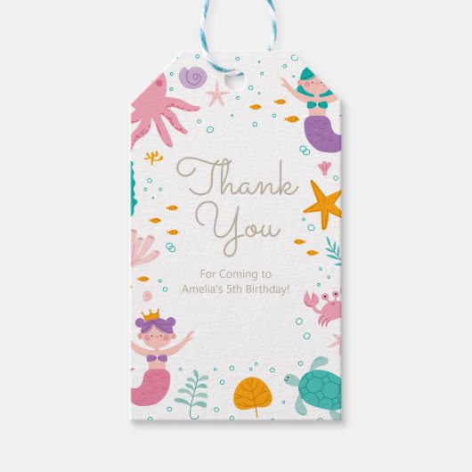 魔法のマーメイド誕生日パーティギフトラベル ギフトタグ (正面)