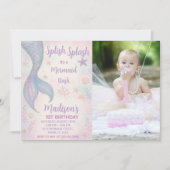 魔法のマーメイド誕生日招待状と写真 招待状 (正面)