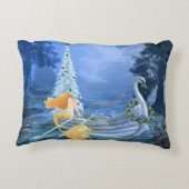 魔法のマーメイド、スワンボート、クリスマスツリーホリデー アクセントクッション (裏面)