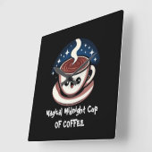 魔法のミッドナイトコーヒーカップ スクエア壁時計 (傾斜)
