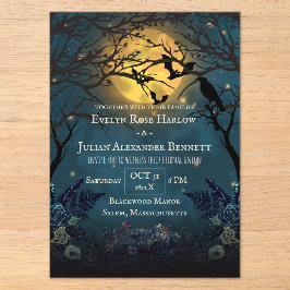 魔法のミッドナイトフォレスト・ムーン・ハロウィンウェディング アクリル招待状