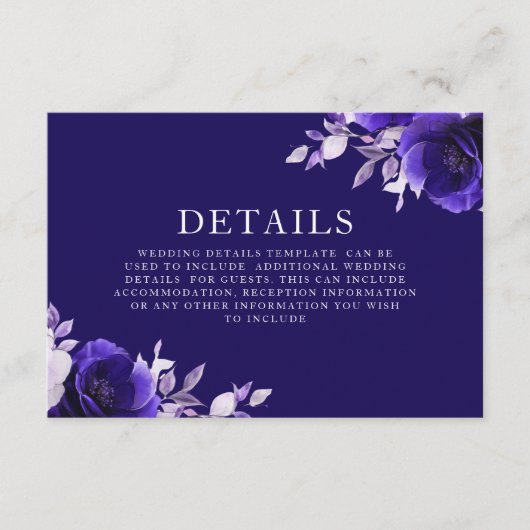 魔法のミッドナイトブルー ネイビーローズ ウェディング 詳細 エンクロージャーカード (正面)