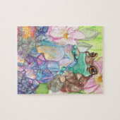 魔法のミルクカエルの水色 ジグソーパズル (横)