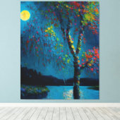 魔法のムーンリバーツリー油絵スタイル キャンバスプリント (インサイチュ (ウッドフロア))