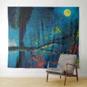 魔法のムーンリバーツリー油絵スタイル タペストリー (インサイチュ(横))
