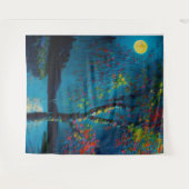 魔法のムーンリバーツリー油絵スタイル タペストリー (正面(横))