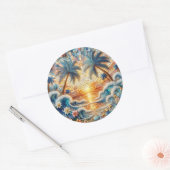 魔法のモザイクトロピカル海夕日 ラウンドシール (封筒)