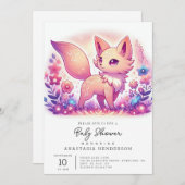 魔法のモダンキツネベビーシャワー 招待状 (正面/裏面)