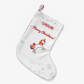 魔法のモダンユニコーン雪のパーソナライズクリスマス スモールクリスマスストッキング (正面 (吊り時))