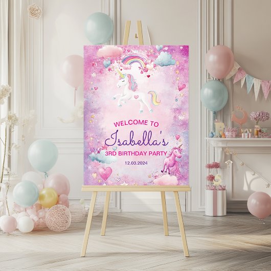魔法のユニコーンお洒落レインボーバースデーパーティー ポスター
