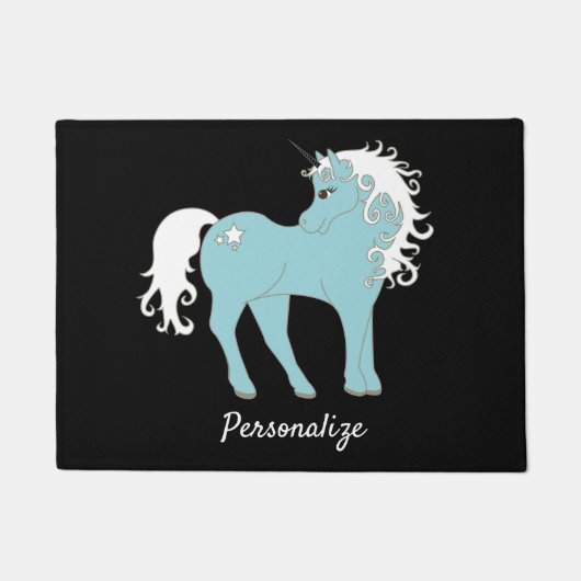 魔法のユニコーンかわいい&星で愛らしい ドアマット (正面)
