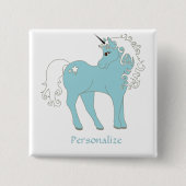 魔法のユニコーンかわいい&星で愛らしい 缶バッジ (正面)