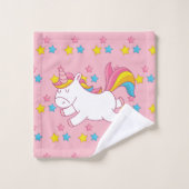 魔法のユニコーンとスターズレインボーパステル&ピンク バスタオルセット (ウォッシュタオル)